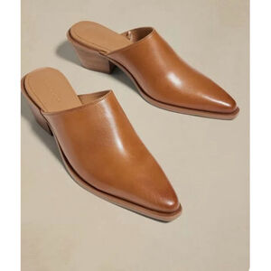 New Women's Banana Republic Brown Leather Mules
